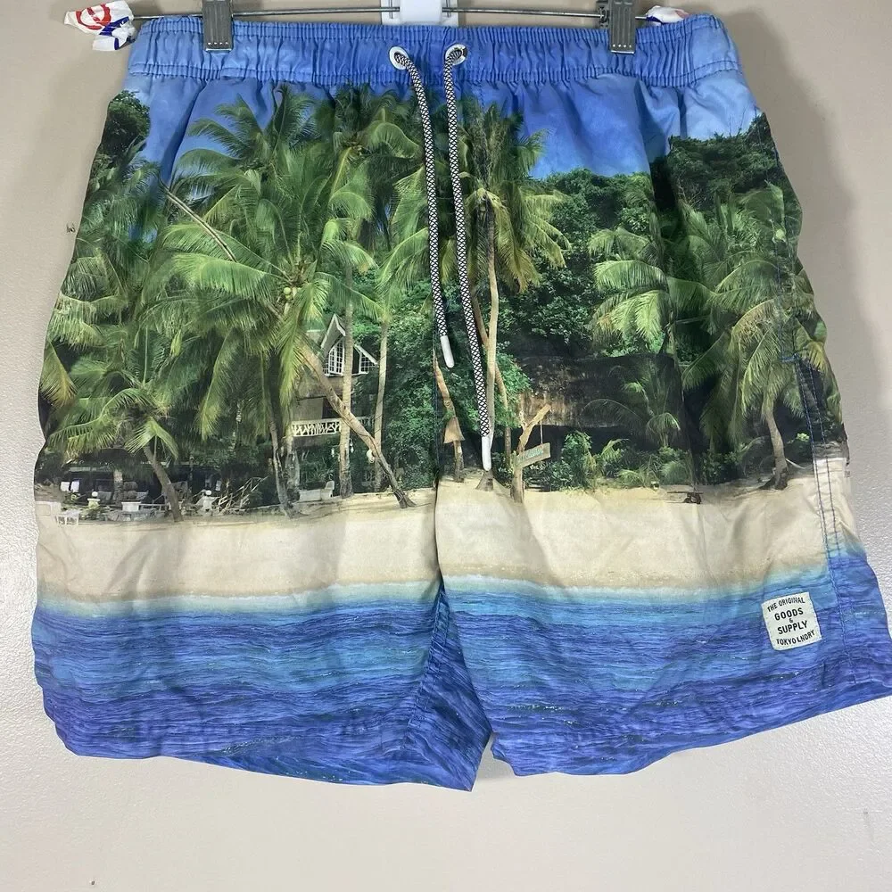 Tokyo Laundry Swim Board Lined Shorts Men W32 XL Hawaiian Tropical Floral Beach